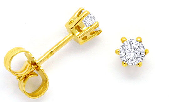 Foto 1 - Paar Diamant-Ohrringe Brillant-Solitäre 0,40ct 18K Gold, R4145