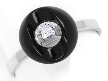 Foto 1 - Design-Diamantring mit Brillant und Form Onyx Weißgold, R8466