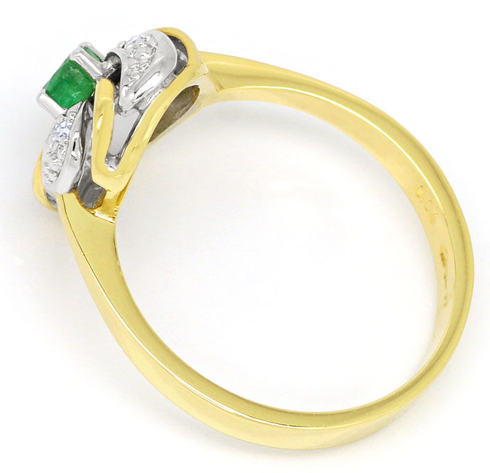 Foto 3 - Attraktiver Blütenring mit Smaragd und Diamanten, 585er, R8509