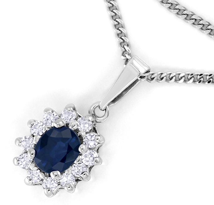Foto 2 - Weißgold-Collier blauer Saphir Diamanten, S2585